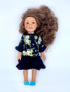 Girls & Dolls matching Dress|  Black with Off-white Green Roses