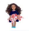 Girls & Dolls matching Dress| Off-white with pink and red florals and dark navy