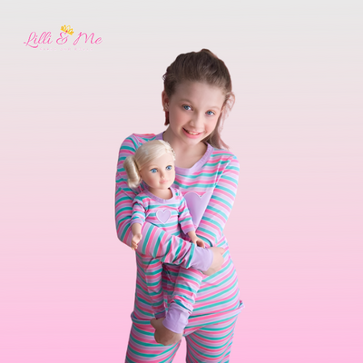 Girls and Dolls Matching 4 Piece Pyjama Sets